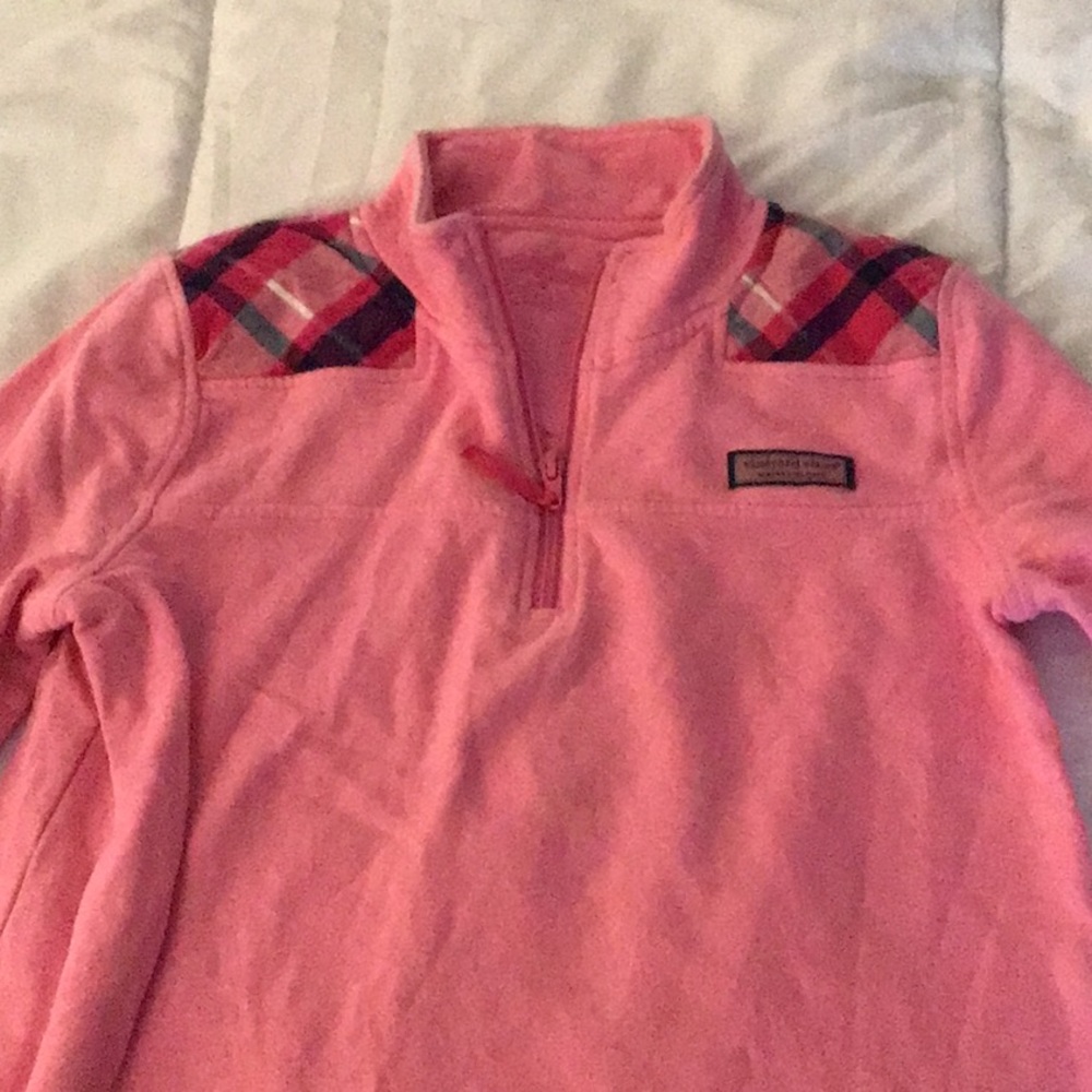 Vineyard Vines Pink Pullover with Plaid Accents